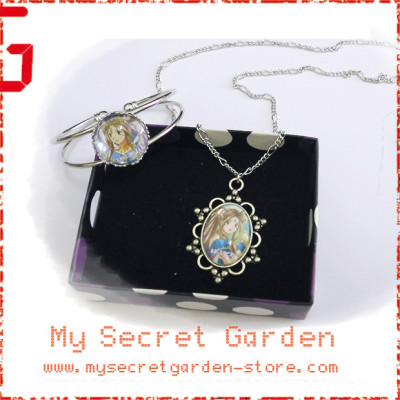 Ah ( Oh ) My Goddess! ああっ女神さまっ Belldandy / Ai Yori Aoshi 藍より青し Aoi Sakuraba Anime Cabochon Necklace and Bracelet Set Ah ( Oh ) My Goddess! ああっ女神さまっ Belldandy / Ai Yori Aoshi 藍より青し Aoi Sakuraba Anime Cabochon Necklace and Bracelet Set